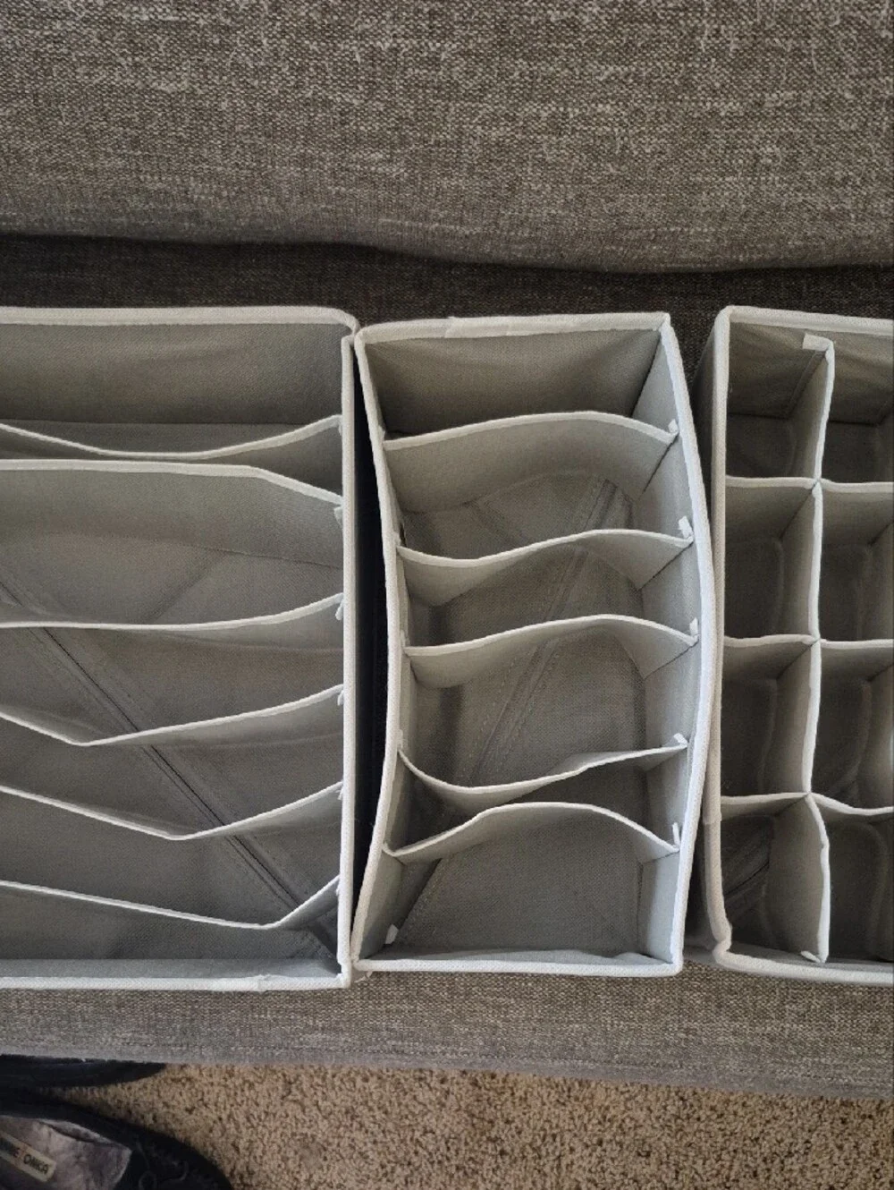 Macy's Light Gray Fabric Drawer Organizers Set
